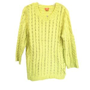 Jo Fresh Lemon Loose Cable Knit Sweater Sz M